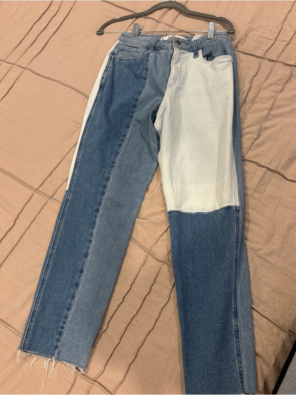 Hollister Two-Tone Light and Mid Blue Patchwork Jeans